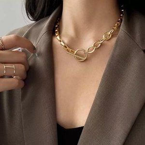 Minimalist Gold Tone Choker Chain New Necklace